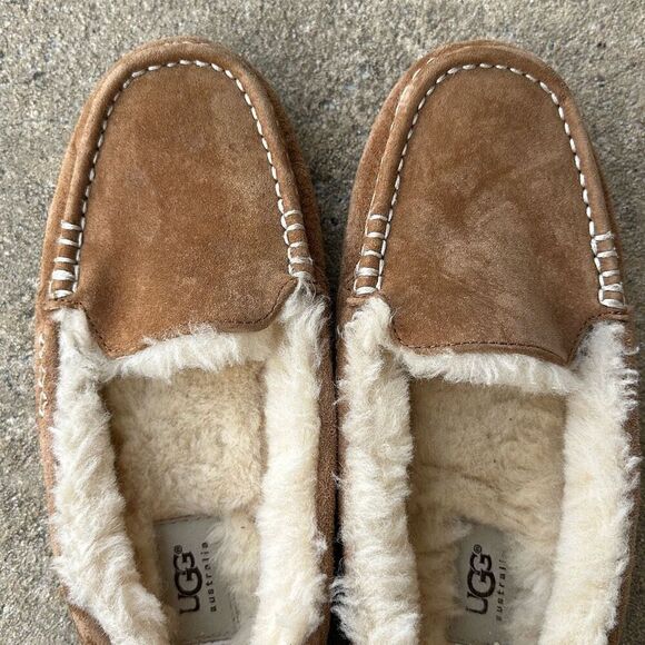 Ugg Ansley Chestnut Brown Suede Moccasin Slippers Women’s Sz 8 - Picture 9 of 11